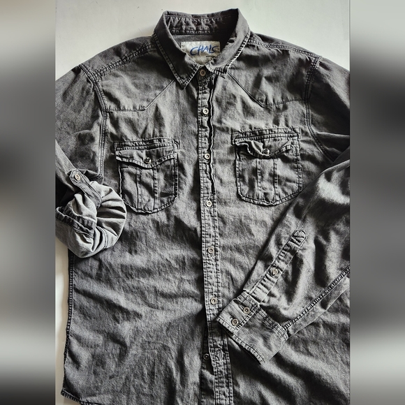 Chalc Men's Button Down Long Sleeve Medium - Picture 3 of 14